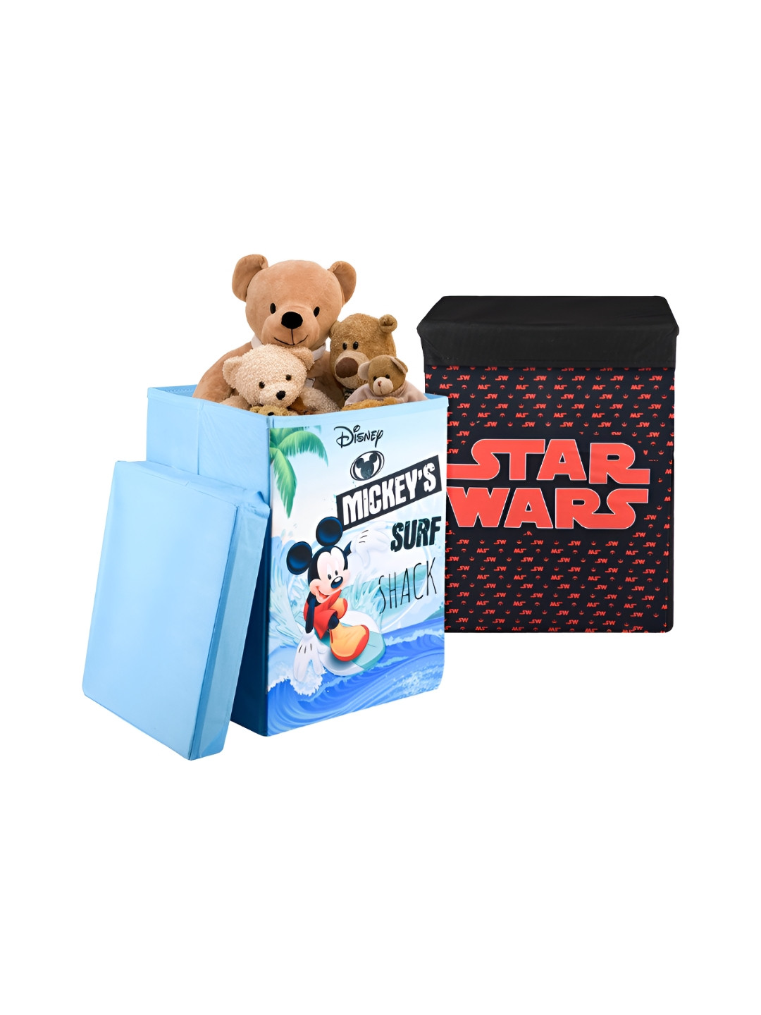 Aura Blue & Black 2 Pcs Disney Toy Multi-Utility Organisers With Lid