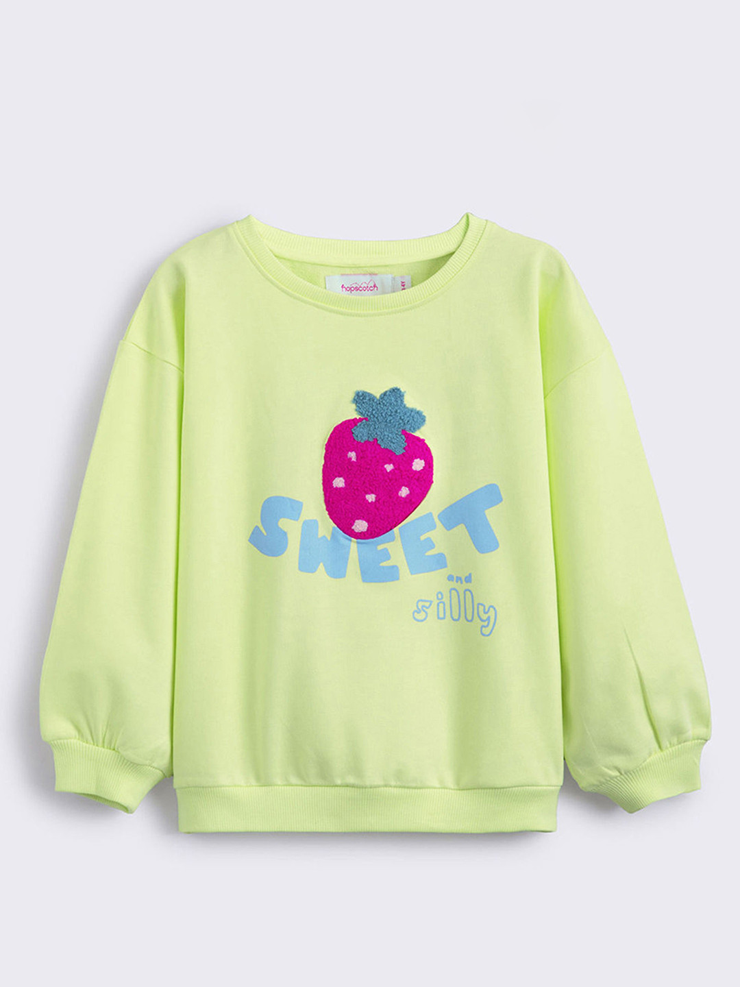 Hopscotch Girls Cotton Embroidered Terry Sweatshirt