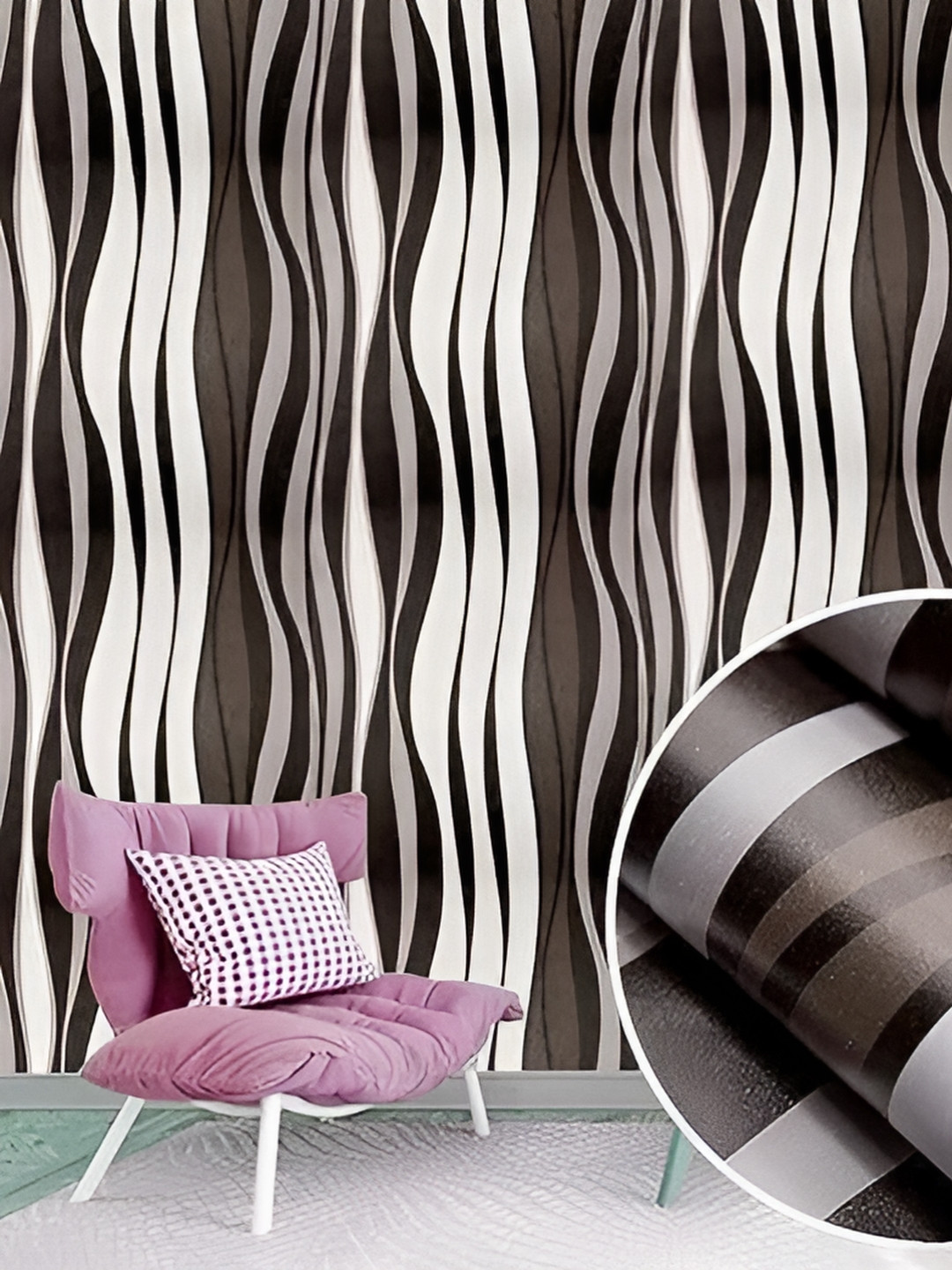 WOLPIN Brown & White Abstract Printed Wallpaper