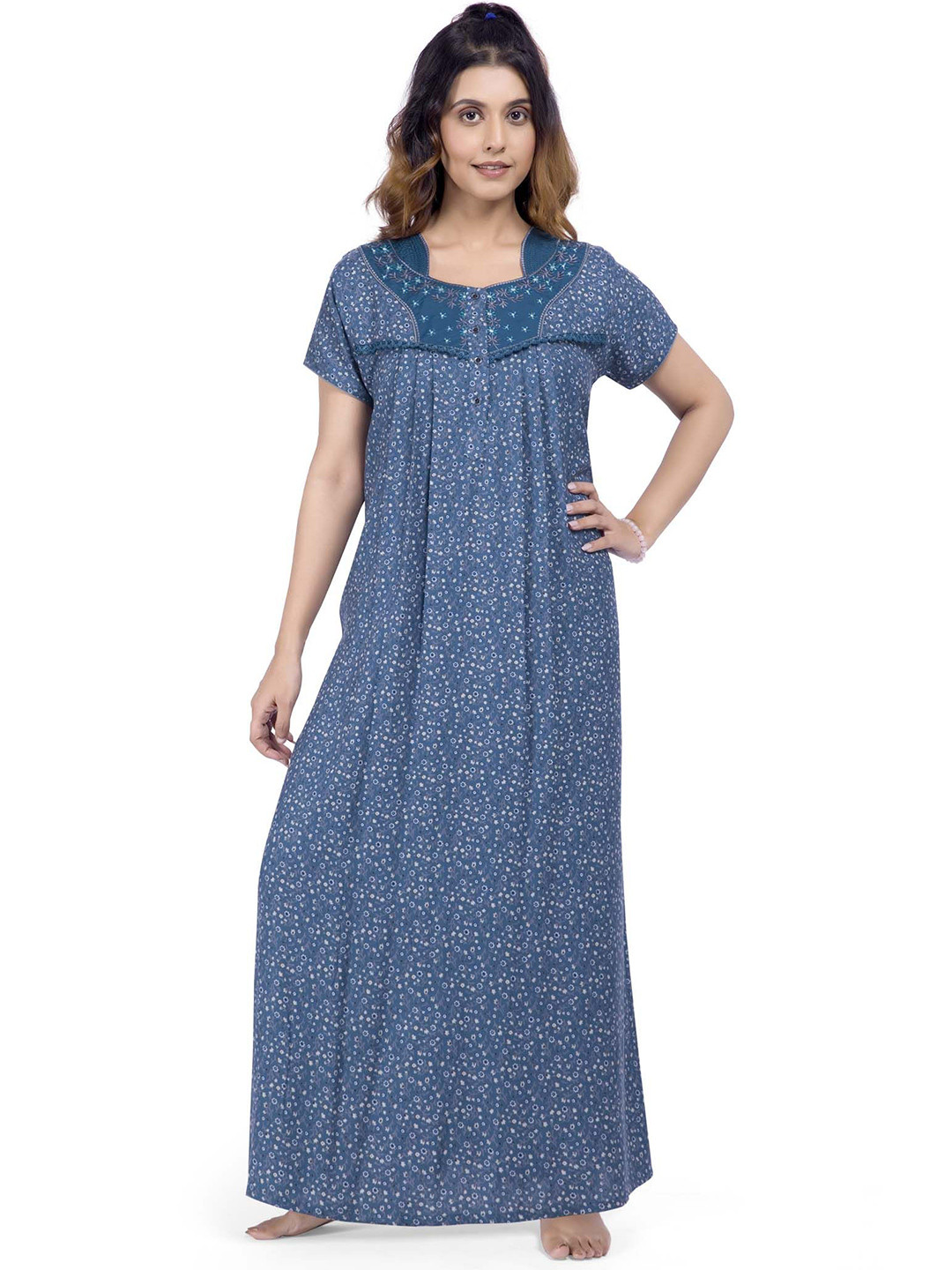 BellaMora Floral Print Square Neck Maxi Nightdress