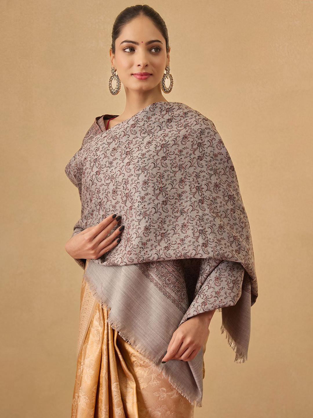Pashmoda Sosani Floral Woven Design Wool Jamawar