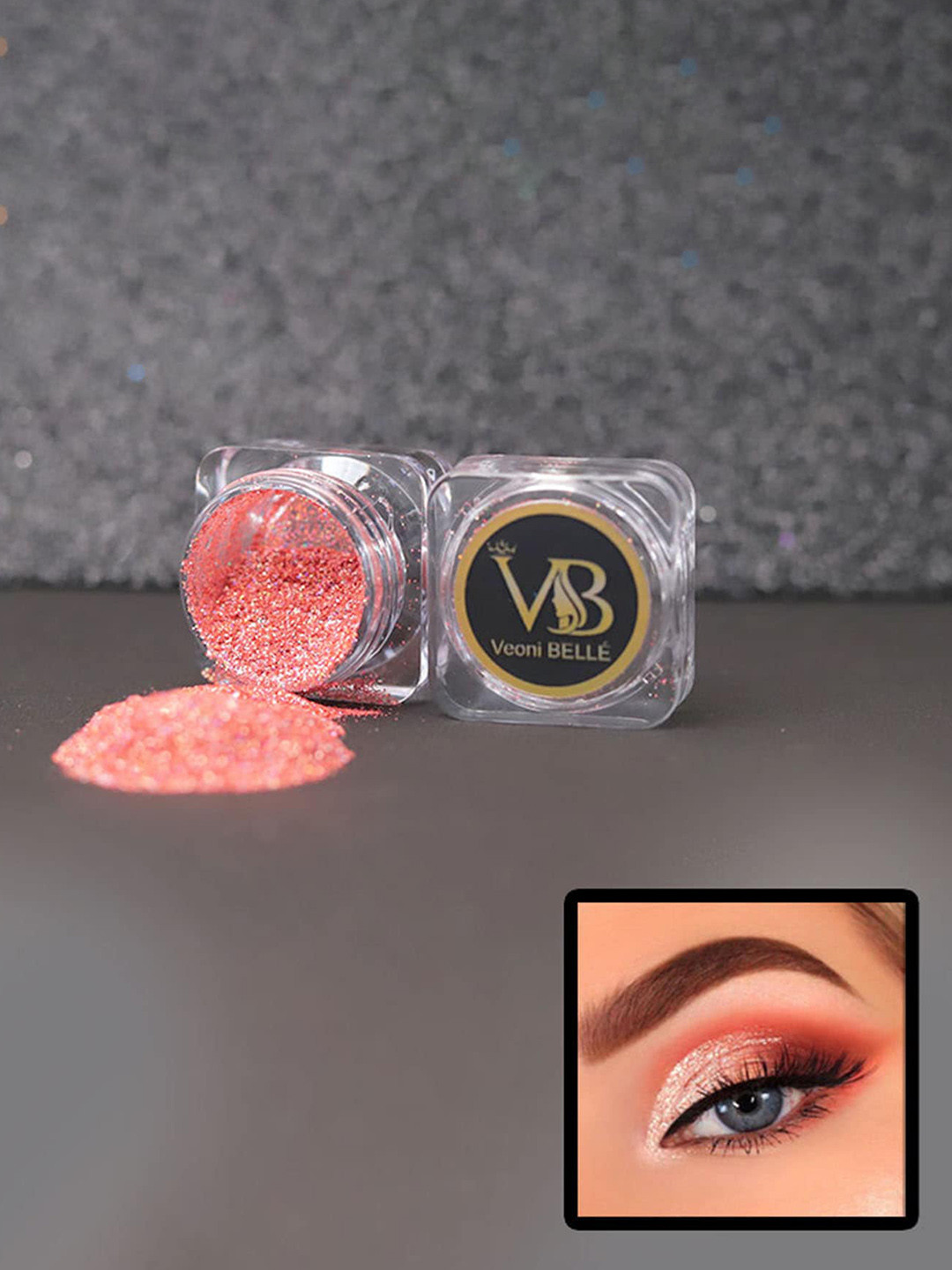 Veoni BELLE HD Holographic Glitter Pigment Loose Powder Eyeshadow - Peach 11