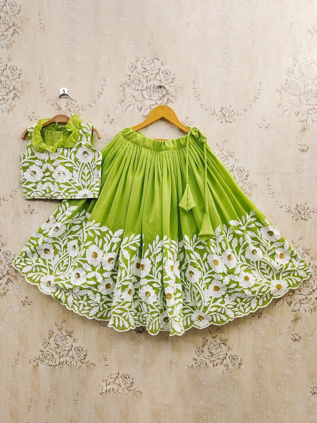 Helene Girls Embroidered Thread Work Ready To Wear Lehenga & Choli
