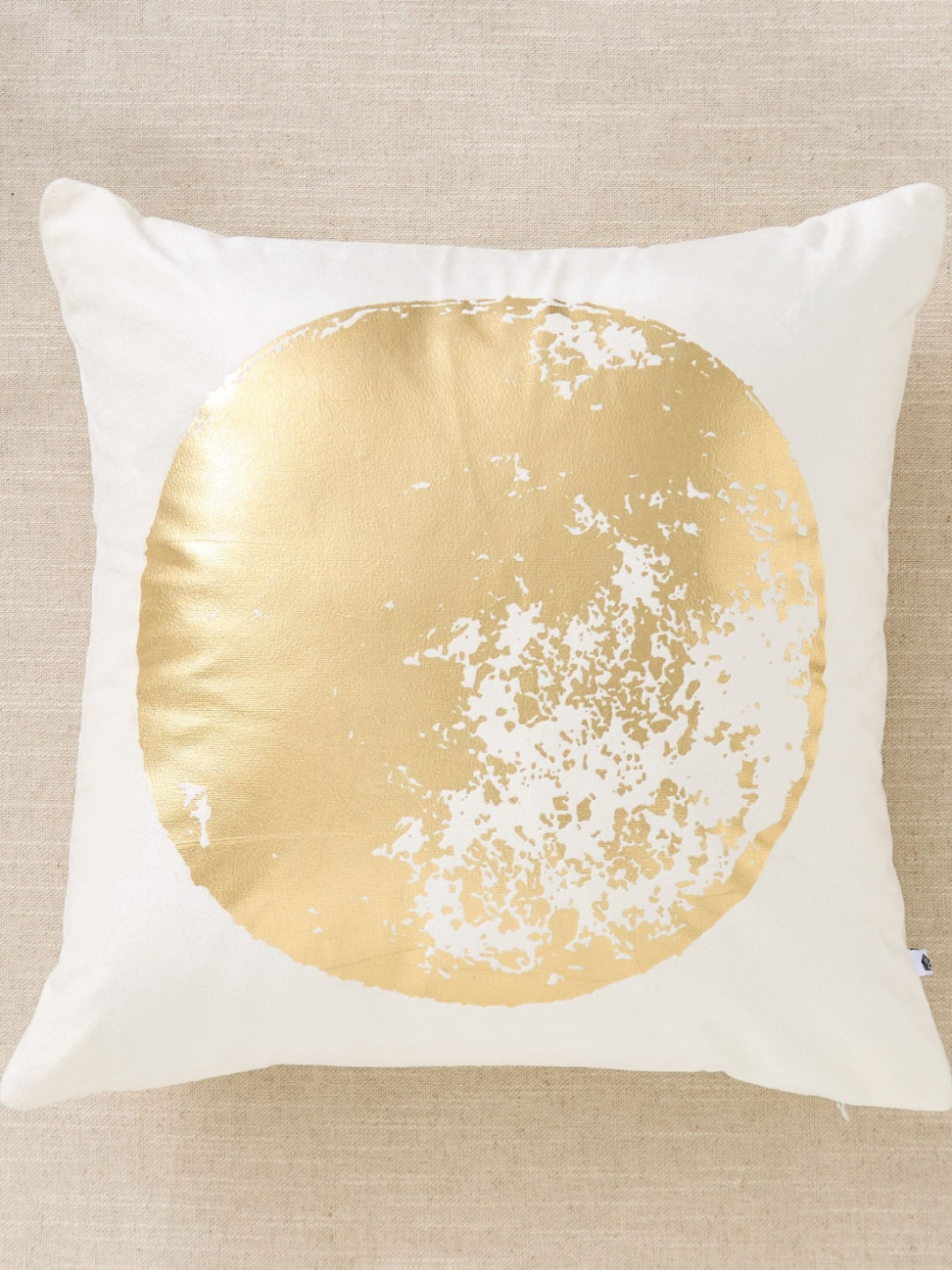 Home Centre Opera Eclipse Yellow & Off White Foil Printed Square-Shaped Pre-Filled Cushion