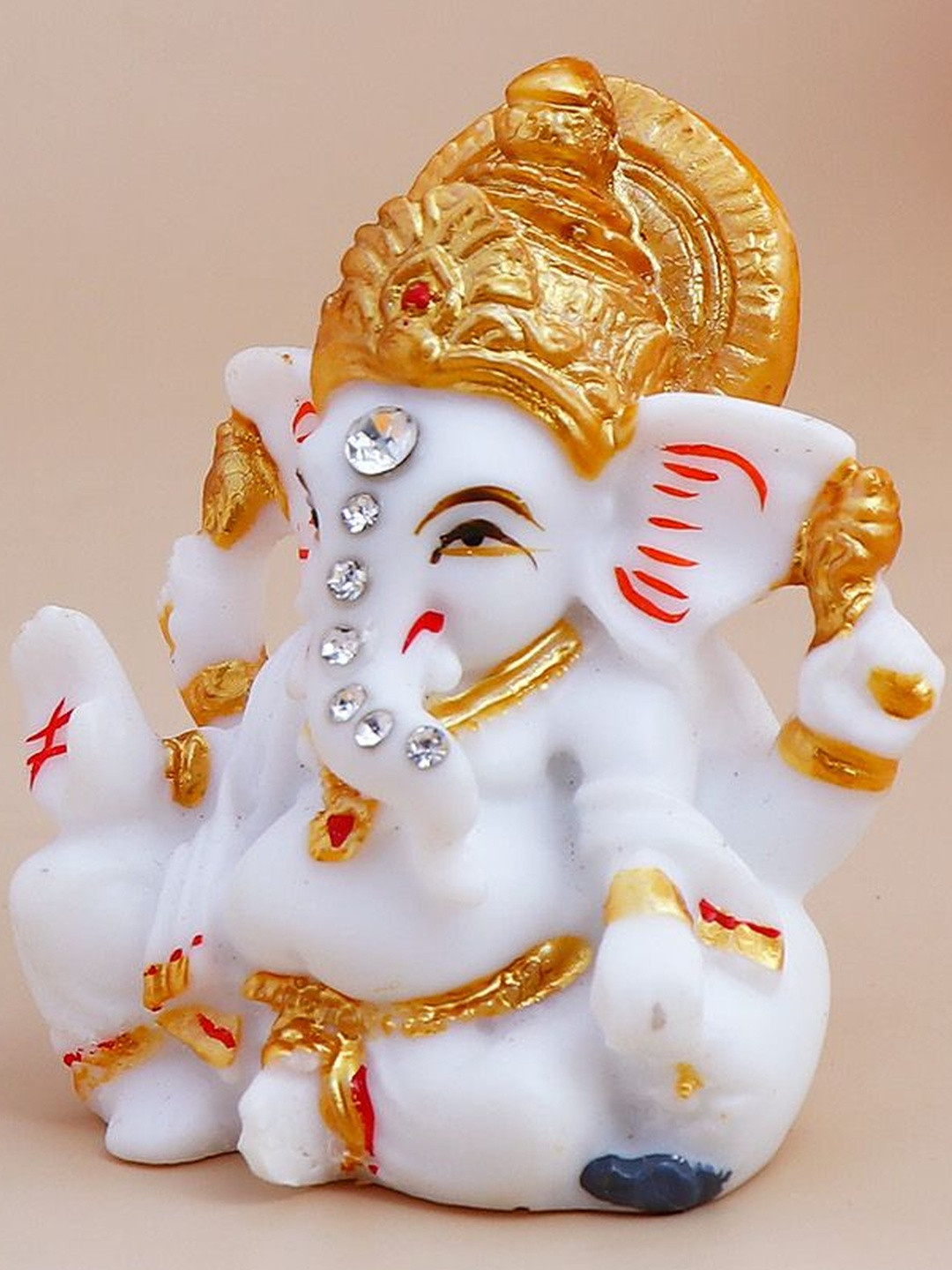 Archies Lord Ganesha White and Golden Idol Showpiece