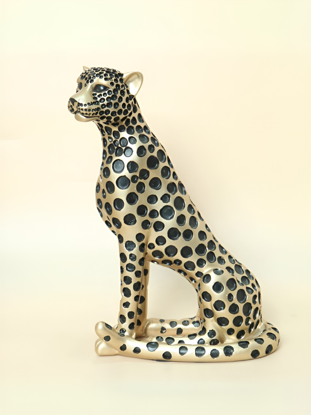 SMOKEY COCKTAIL Gold-Toned & Black Mini Leopard Decor Figurine Showpiece