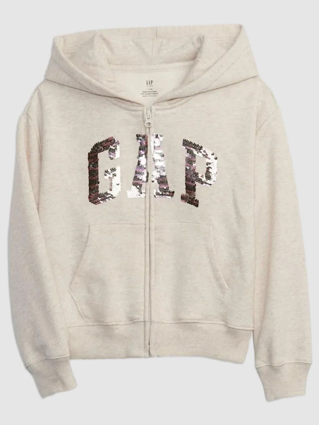 GAP Girls Sequined Logo Zip Front Hoodie