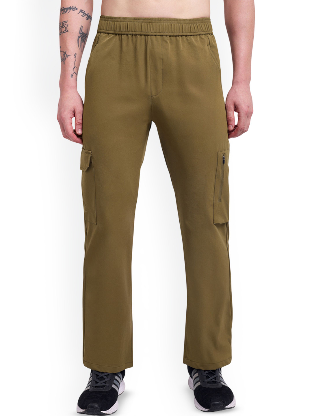 OXPECKER Men Stretch-Fit Water-Repellent Mid-Rise Cargo Track Pant