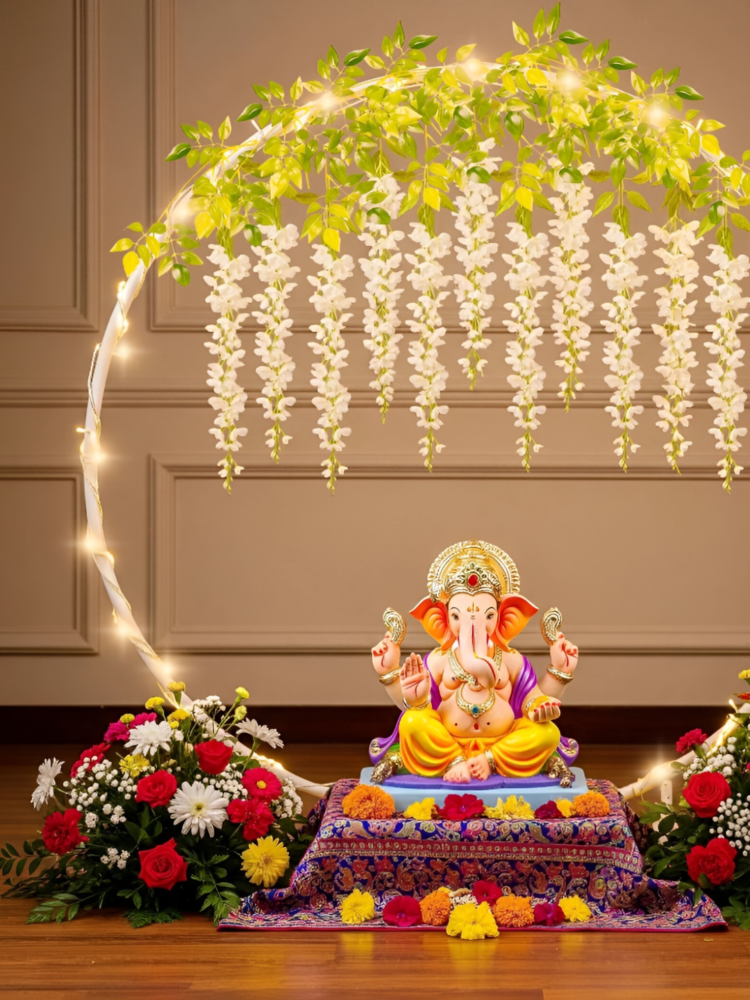 Special You 3 Pieces White & Green Festive Decoration Stand