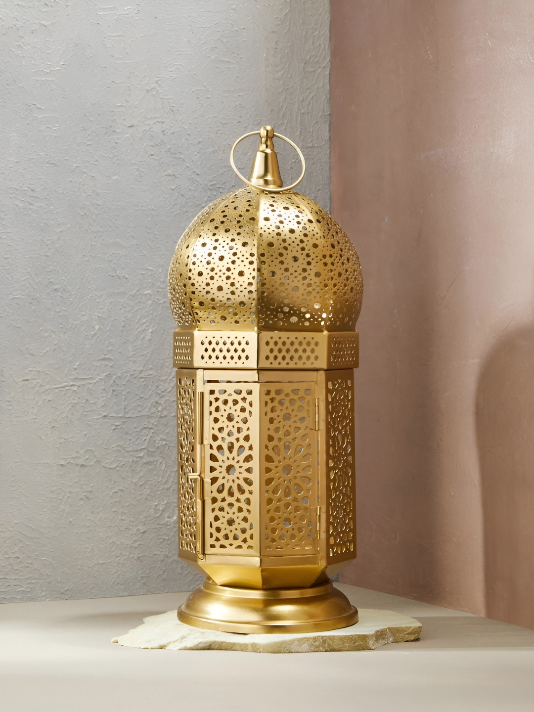 Fabindia Gold-Toned Textured Manjul Metal Candle Holder