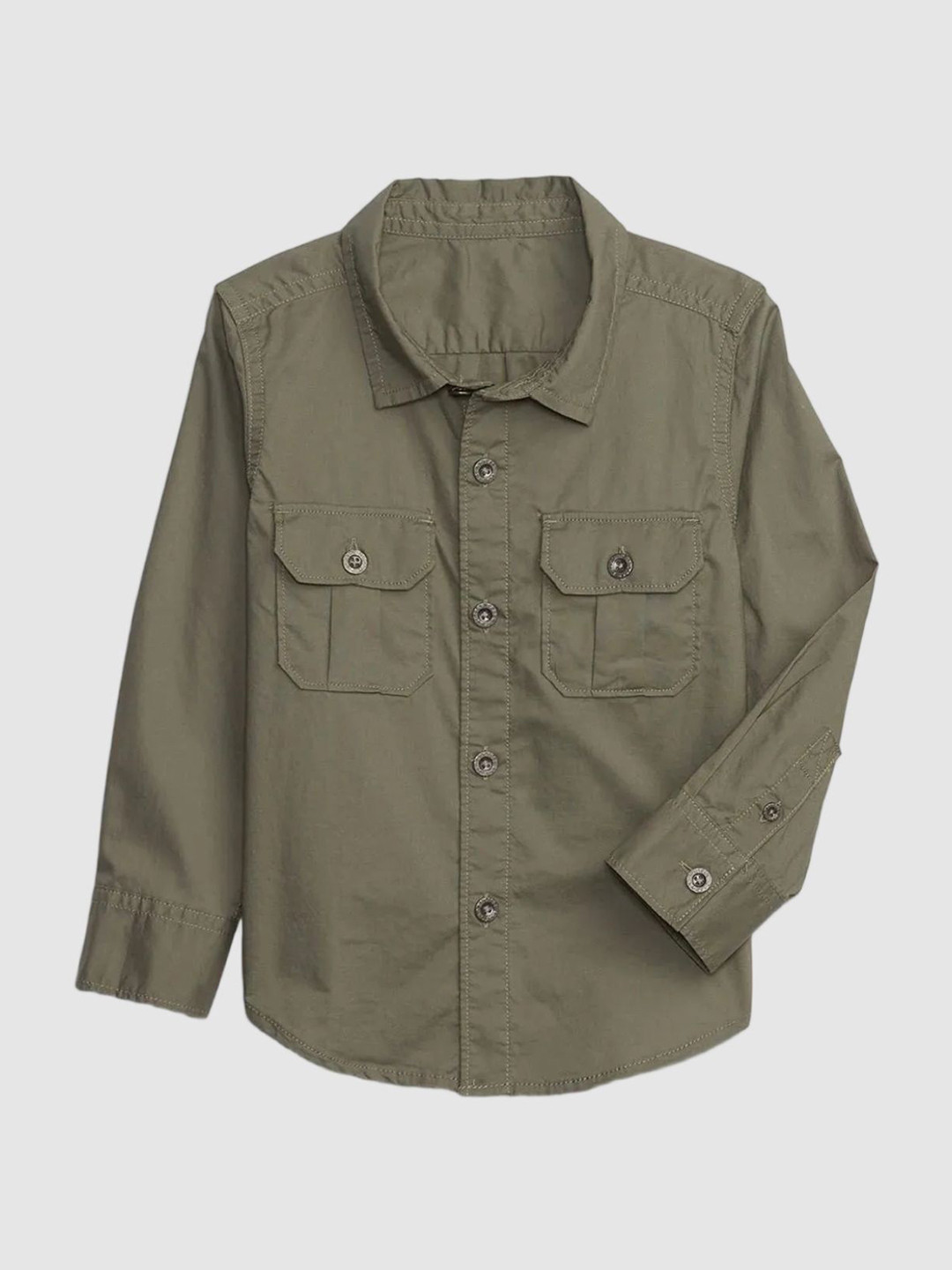 Gap Boys Green Relaxed fit Button-Down Collar Cotton Shirt With Chest Pocket