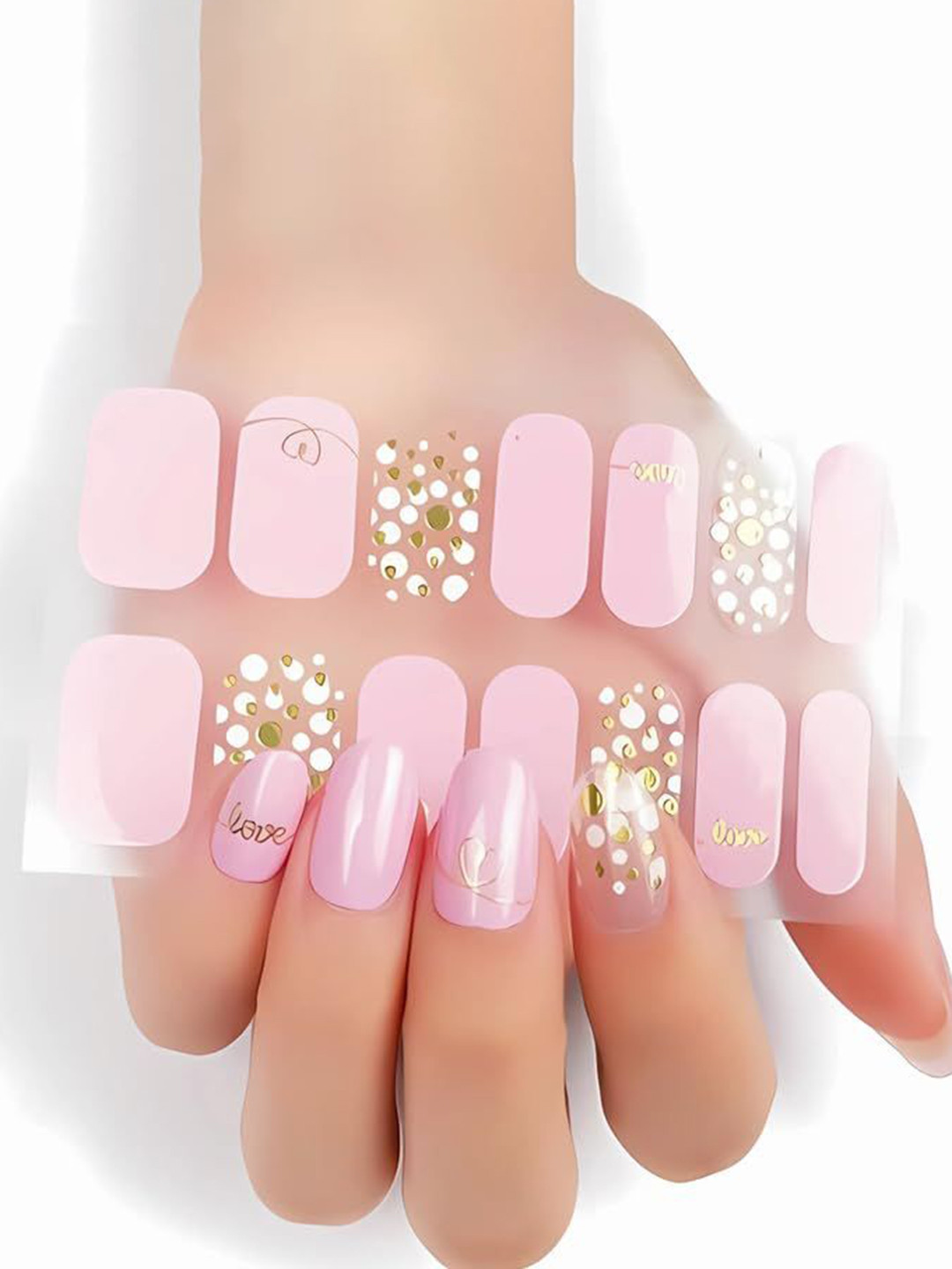 Hawtever Set Of 14 Long Lasting Nail Wraps - Love Sweet Love