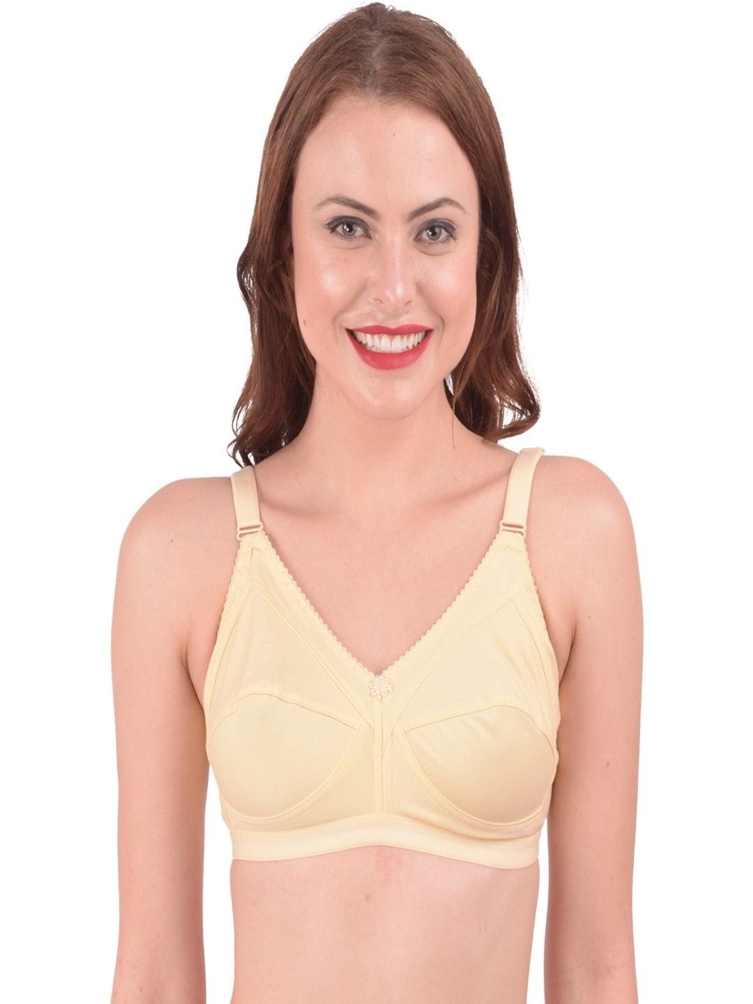 Ninteen-69 Women Beige Solid Non Padded Bra