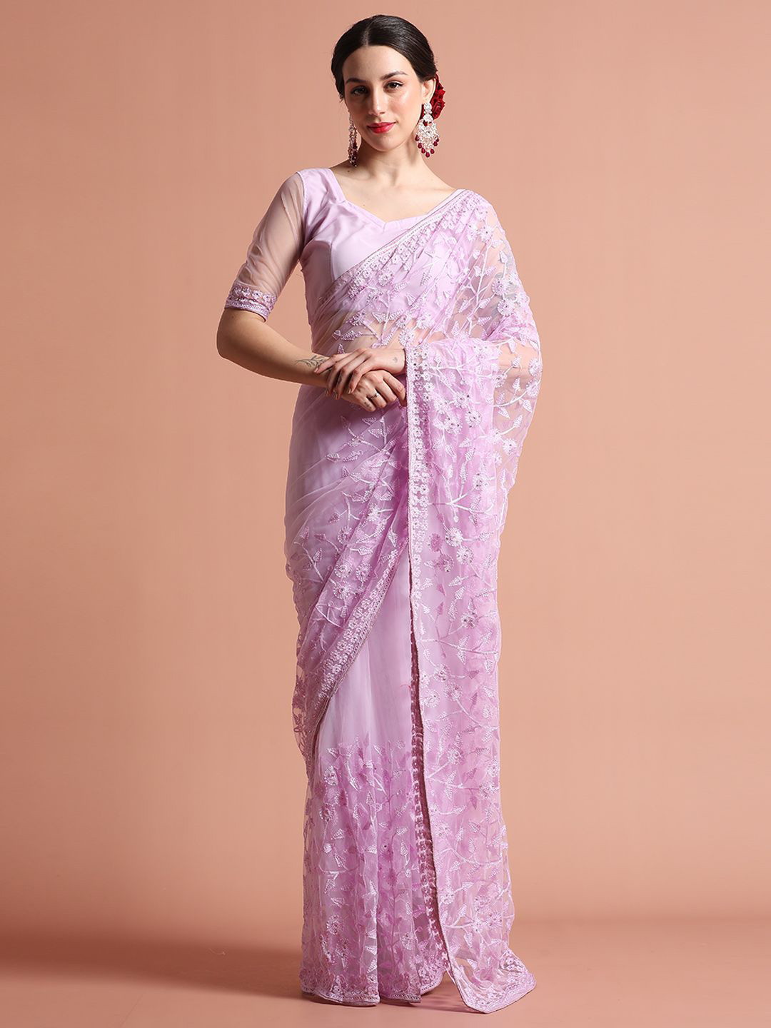 Desi Fusion Embroidered Net Saree