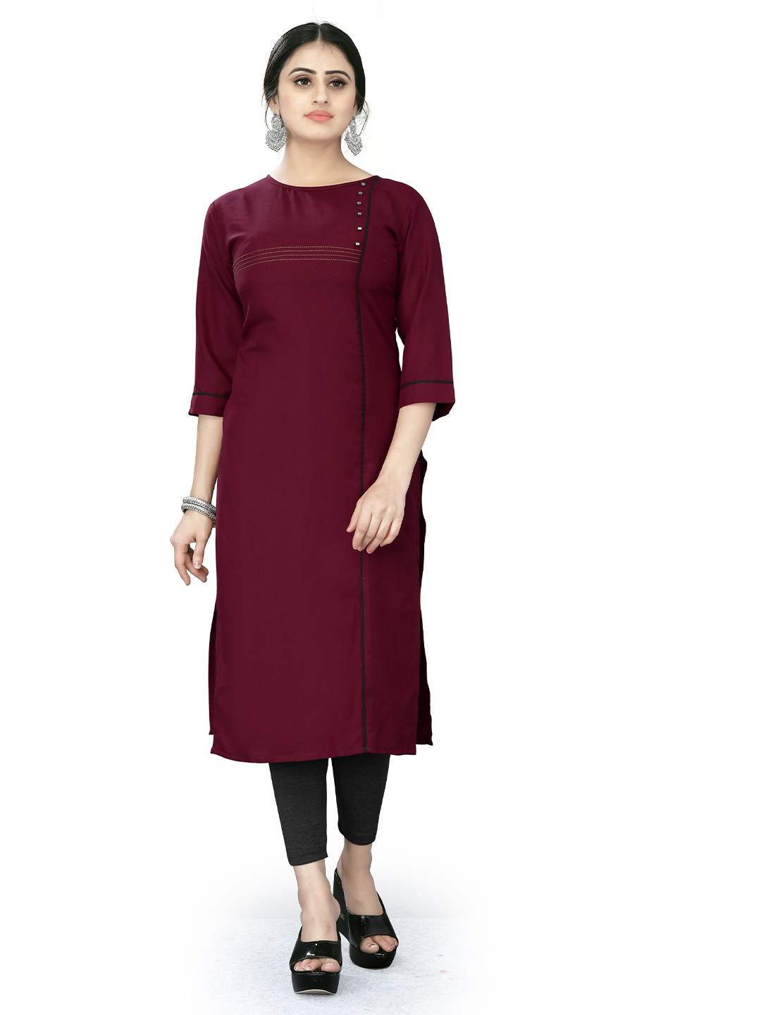 FERY LONDON Round Neck Straight Kurtas
