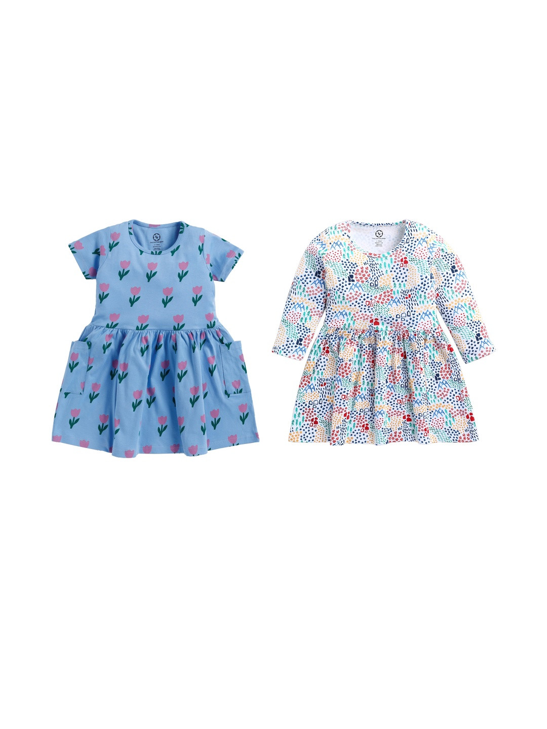THE COTTON BABY Girls Pack Of 2 Cotton Dress Set