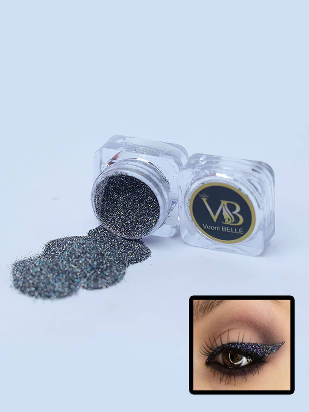 Veoni BELLE Power Shimmer Illuminator HD Holographic Eyeshadow Glitter - Dark Starlit 14