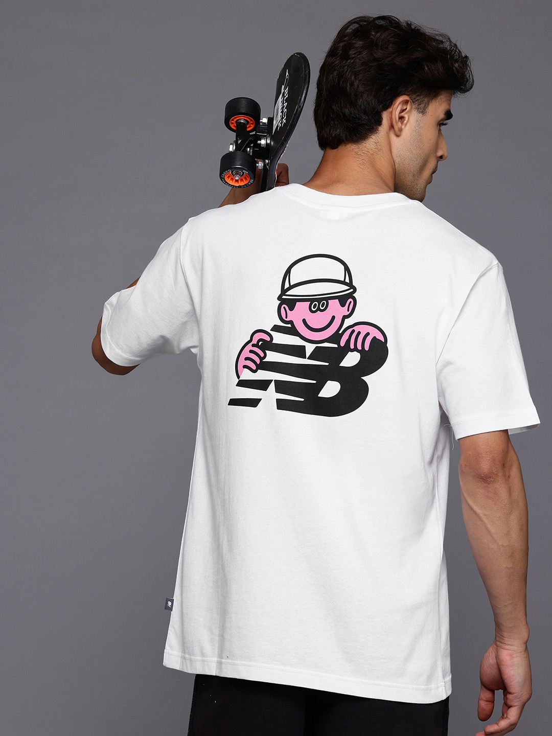 New Balance X Face Oka Character Printed Drop-Sleeves Pure Cotton Relaxed Fit T-shirt