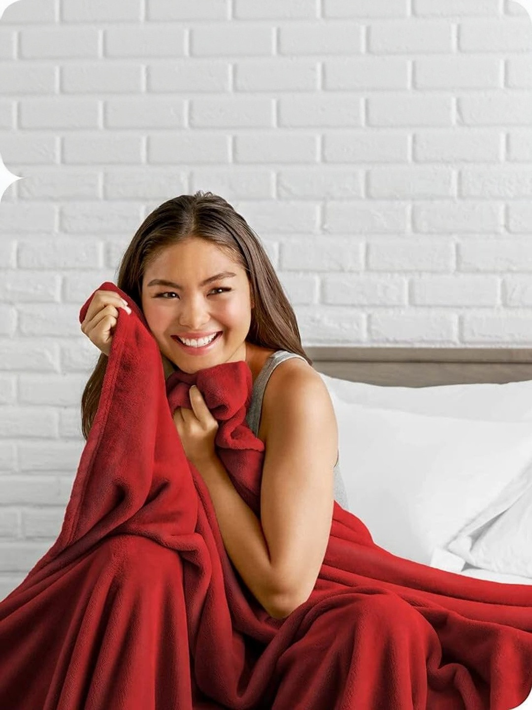 Anadhika Red Mild Winter 210 GSM Double Bed Lightweight Soft Cozy Polyester Blanket