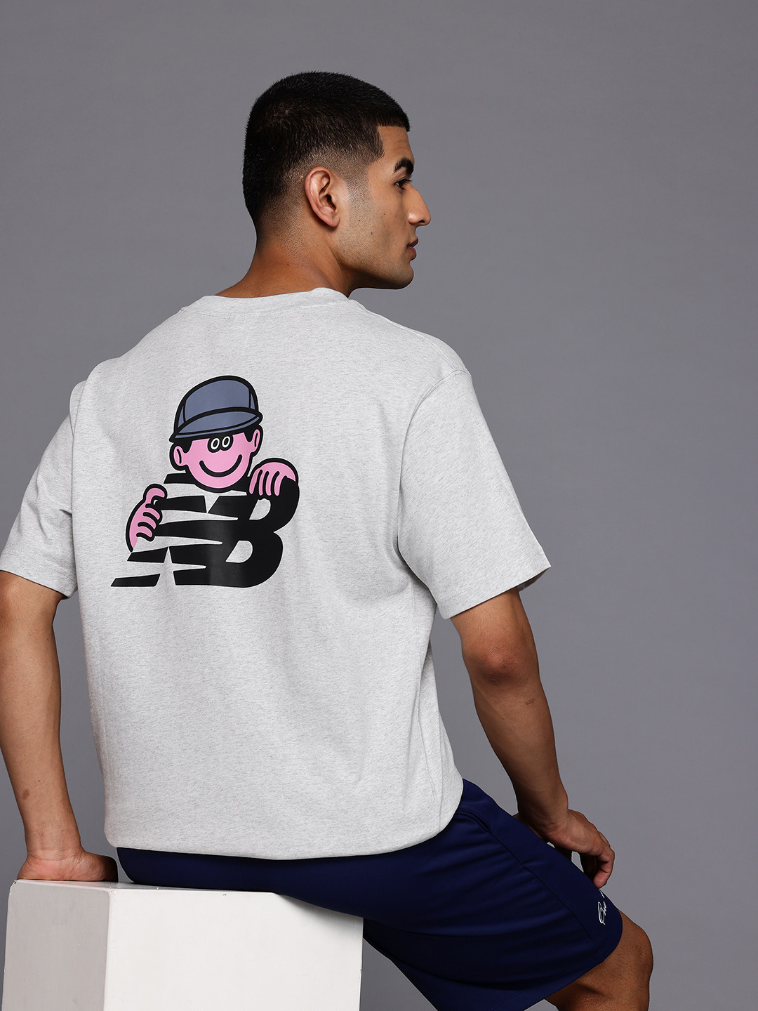 New Balance X Face Oka Character Printed Drop-Sleeves Pure Cotton Relaxed Fit T-shirt