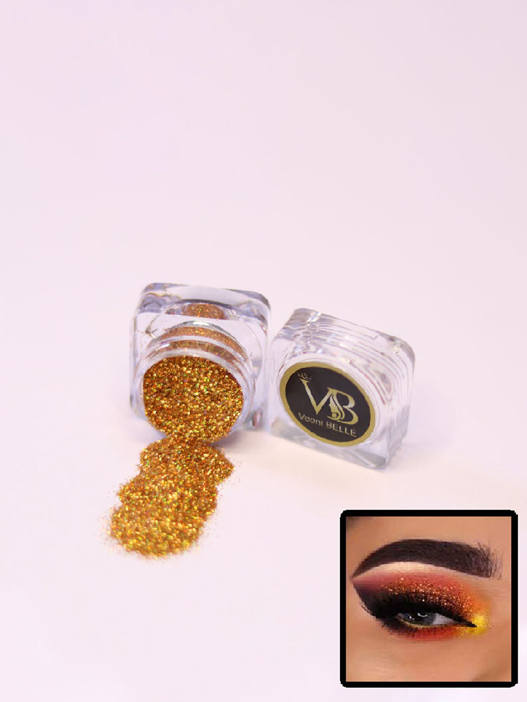 Veoni BELLE Holographic Ultra Fine Iridescent Laser Glitter Eyeshadow Powder-Orange