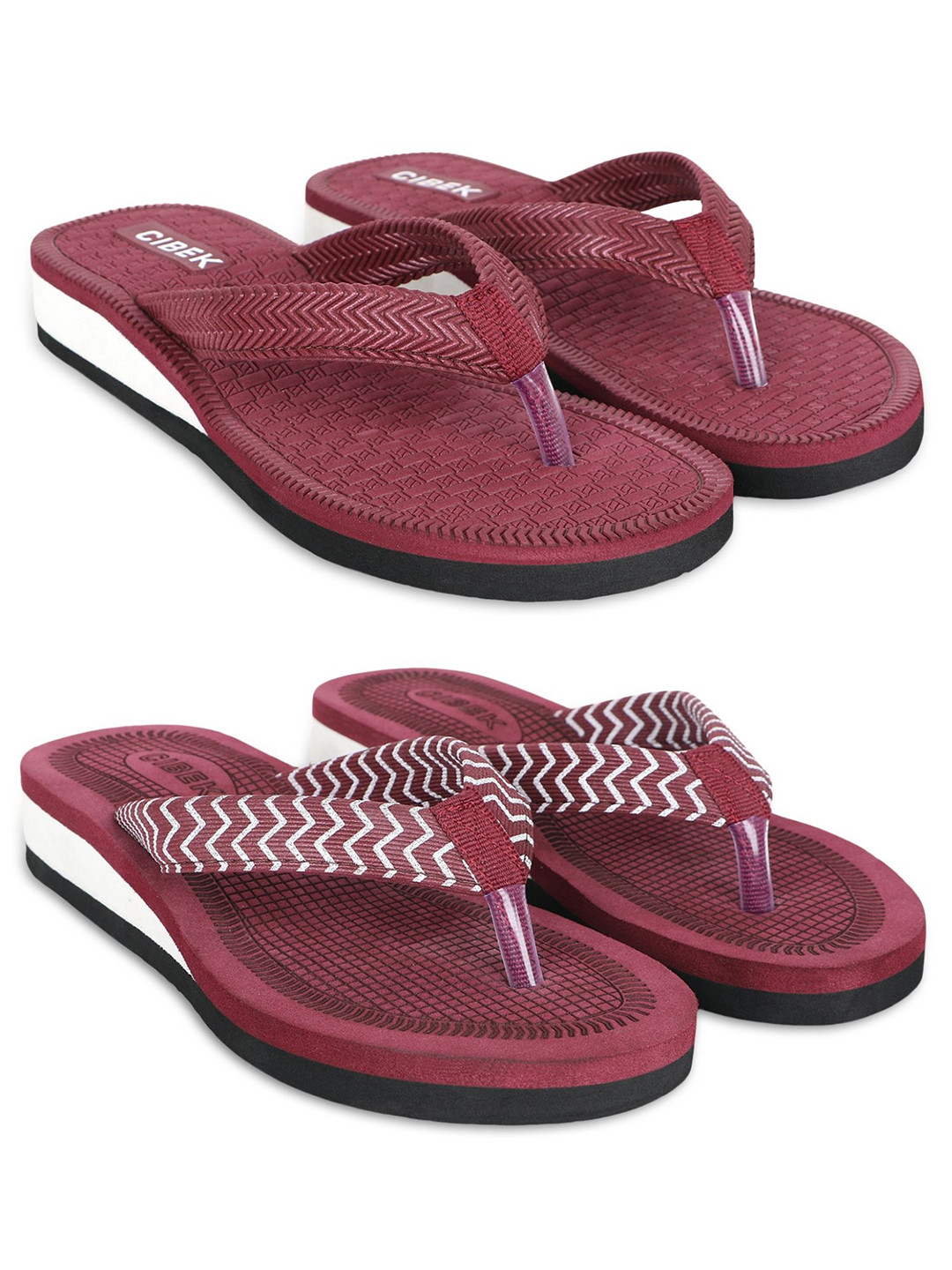 CIBEK Women Set Of 2 Self Design Slip-On Flip Flops