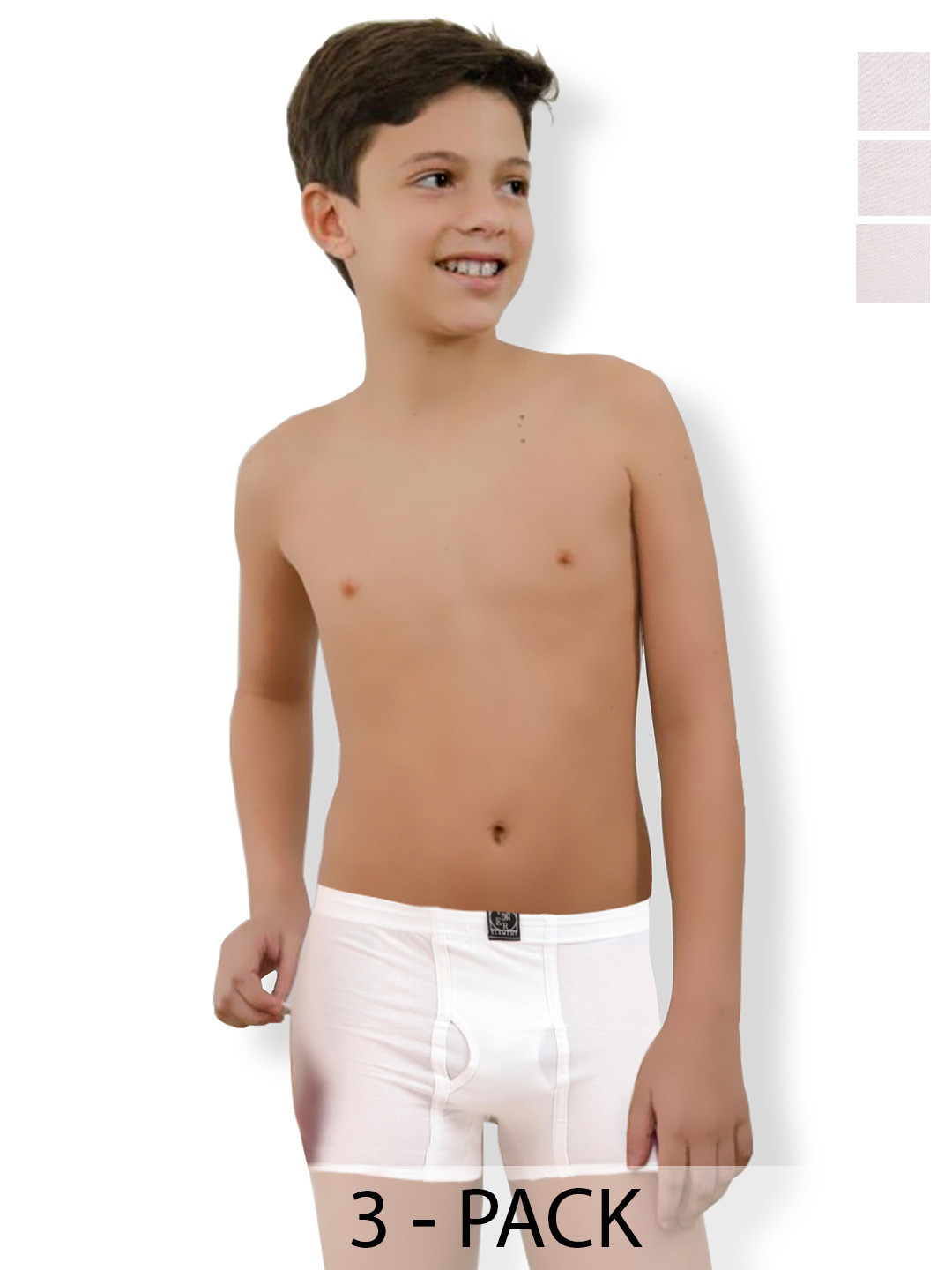 Inner Element Pack Of 3 Breathability Trunks BOY_MINI_TRUNK_WHITE_PK3_65