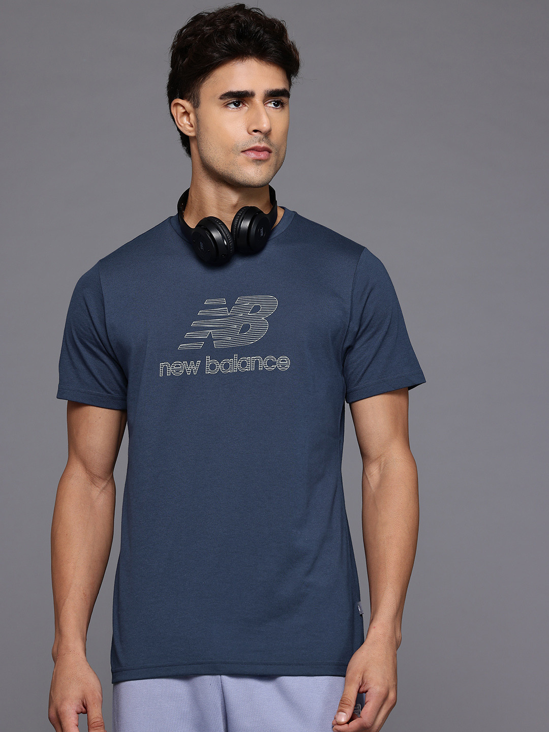 New Balance Brand Logo Printed Rapid Dry Heathertech Sports T-shirt