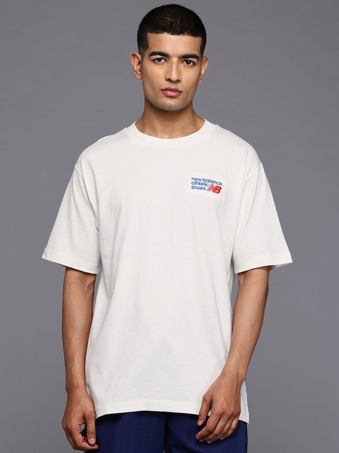 New Balance Brand Logo Embroidered Pure Cotton Relaxed Fit Athletics Premium T-shirt