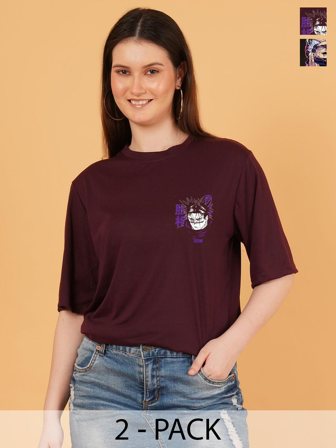 kintu parantu Women Pack Of 2 Character Printed T-shirt