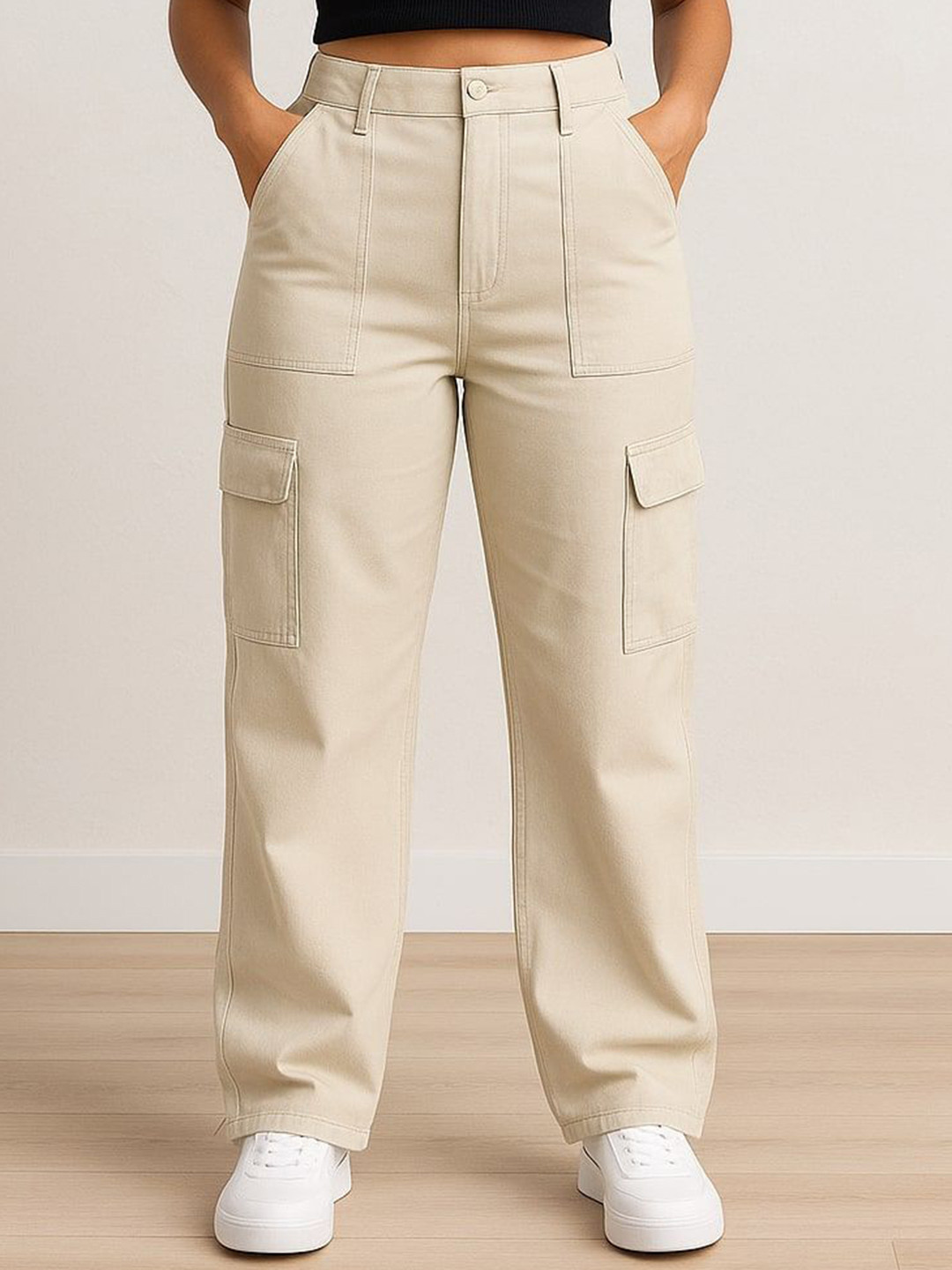 NU CLOTHS Women High-Rise Cotton Baggy Jeans