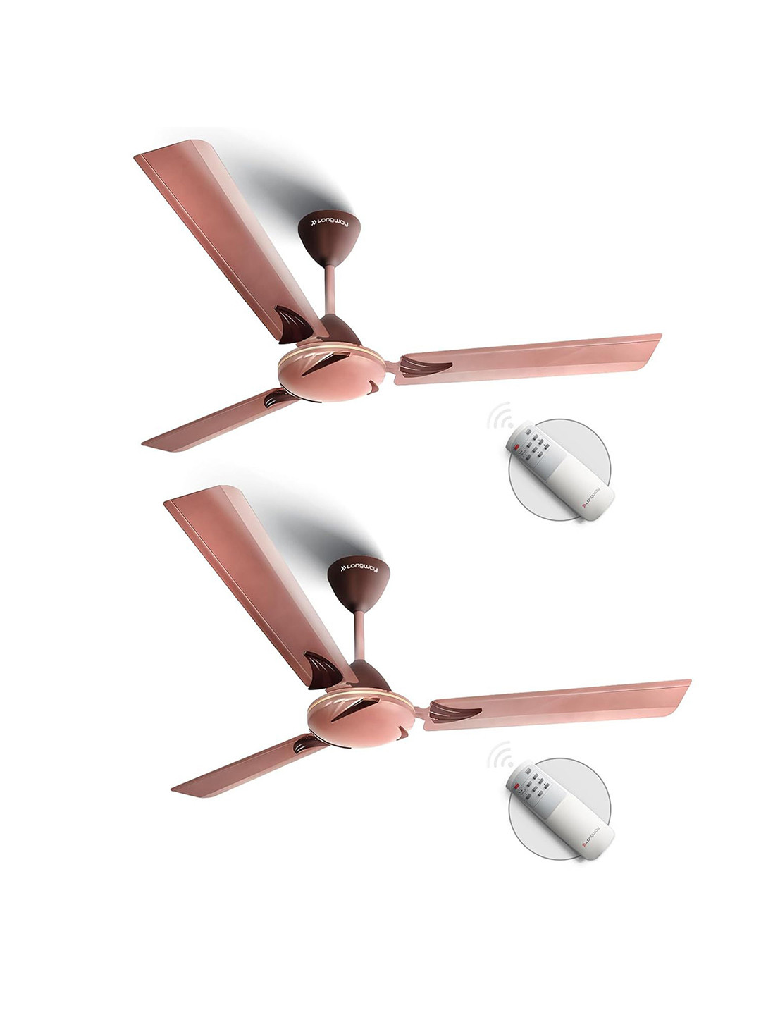 Longway Brown 2 Pieces 1200 mm Remote Controlled 3 Blade Ceiling Fan