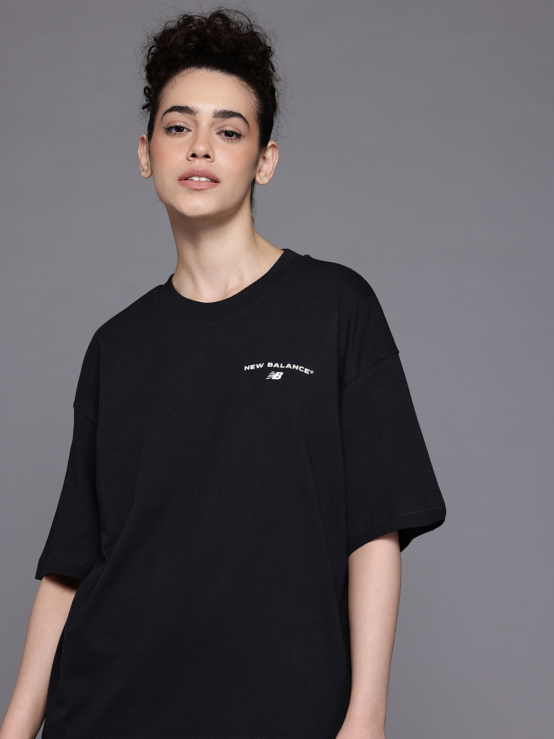 New Balance Brand Logo Detail Drop-Sleeves Pure Cotton Relaxed Fit Reimagined T-shirt