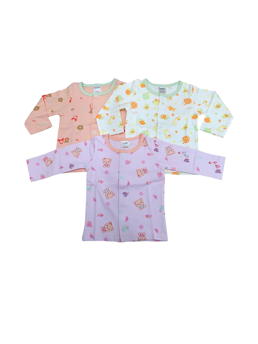 ANGAAKAR CLOTHINGS Kids Unisex Pack Of 3 Cotton Round Neck Long Sleeves Innerwear Vests