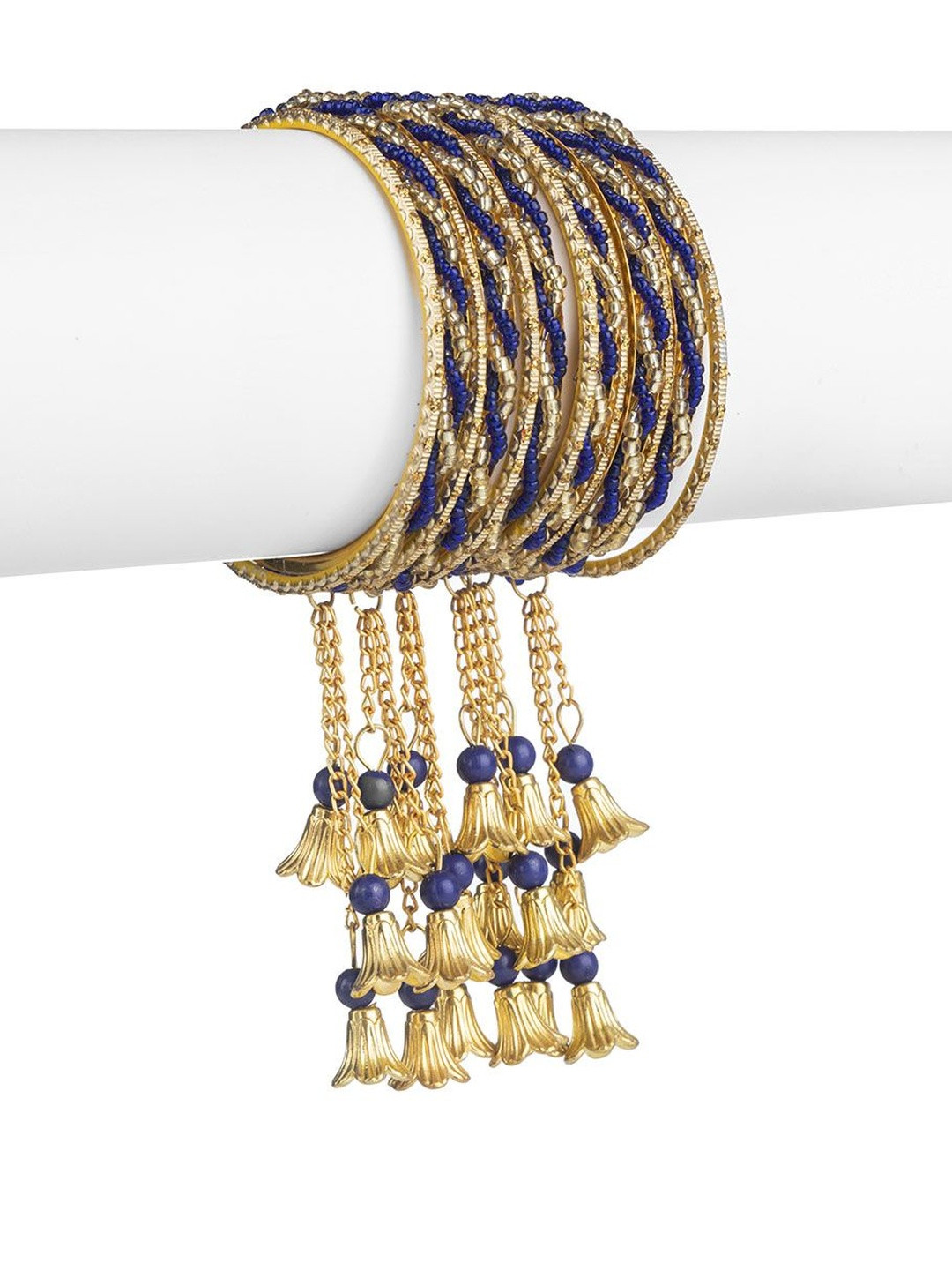 Mamon Creations Gold-Plated & Blue Alloy Bangles