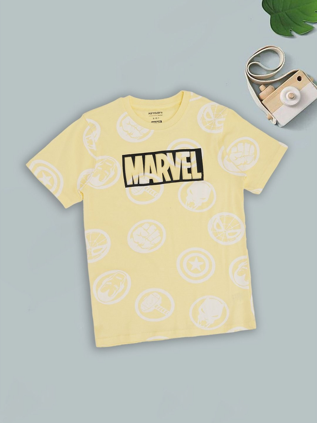 Pantaloons Junior Boys Marvel Brand Logo Printed Round Neck Pure Cotton T-shirt