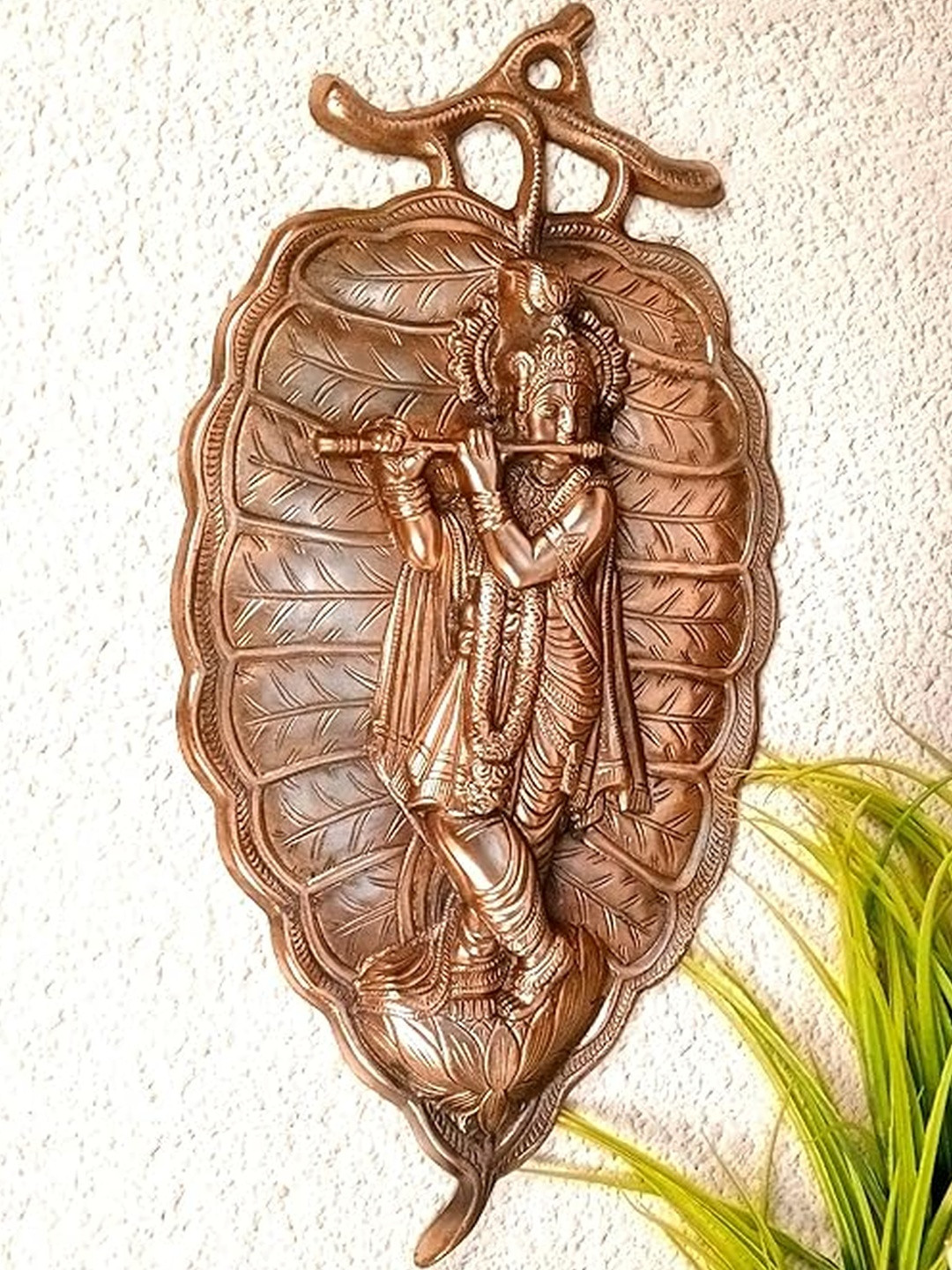 apka mart Bronze Lord Krishna Idol Wall Decor