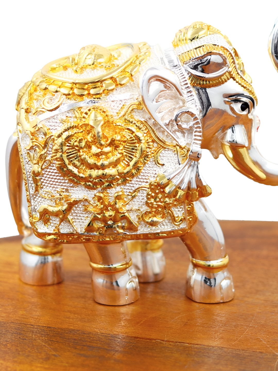 INTERNATIONAL GIFT Gold-Toned & Silver-Toned Elephant Statue Showpiece