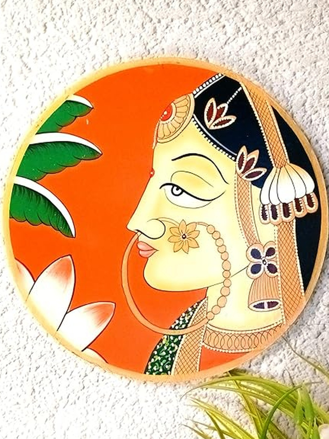 apka mart Wooden Decorative Plate with Lady Face Design Wall Hanging