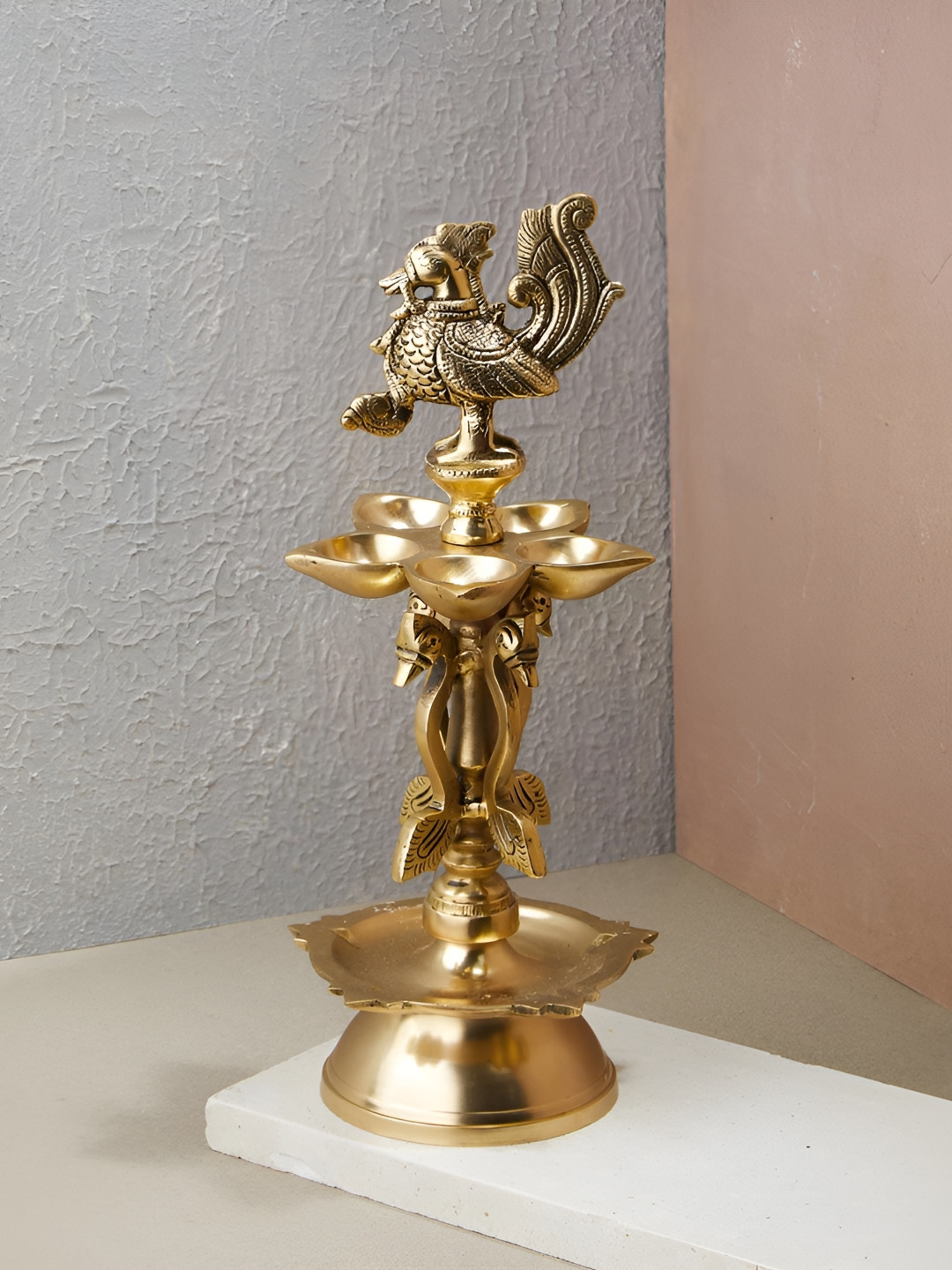 Fabindia Noor Gold-Toned Glossy Brass Tall Diya