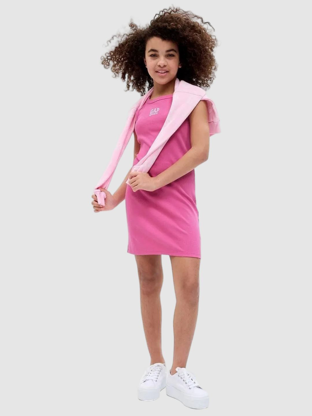 GAP Girls Barbie Embroidered with Logo Round Neck Shift Dress