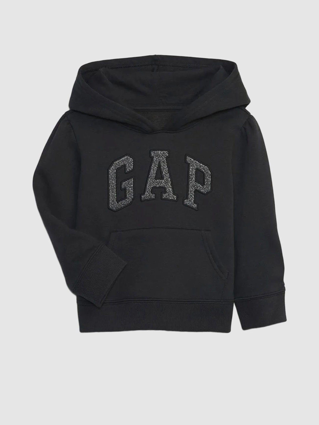 GAP Girls Black Hooded Applique Logo Sweatshirt