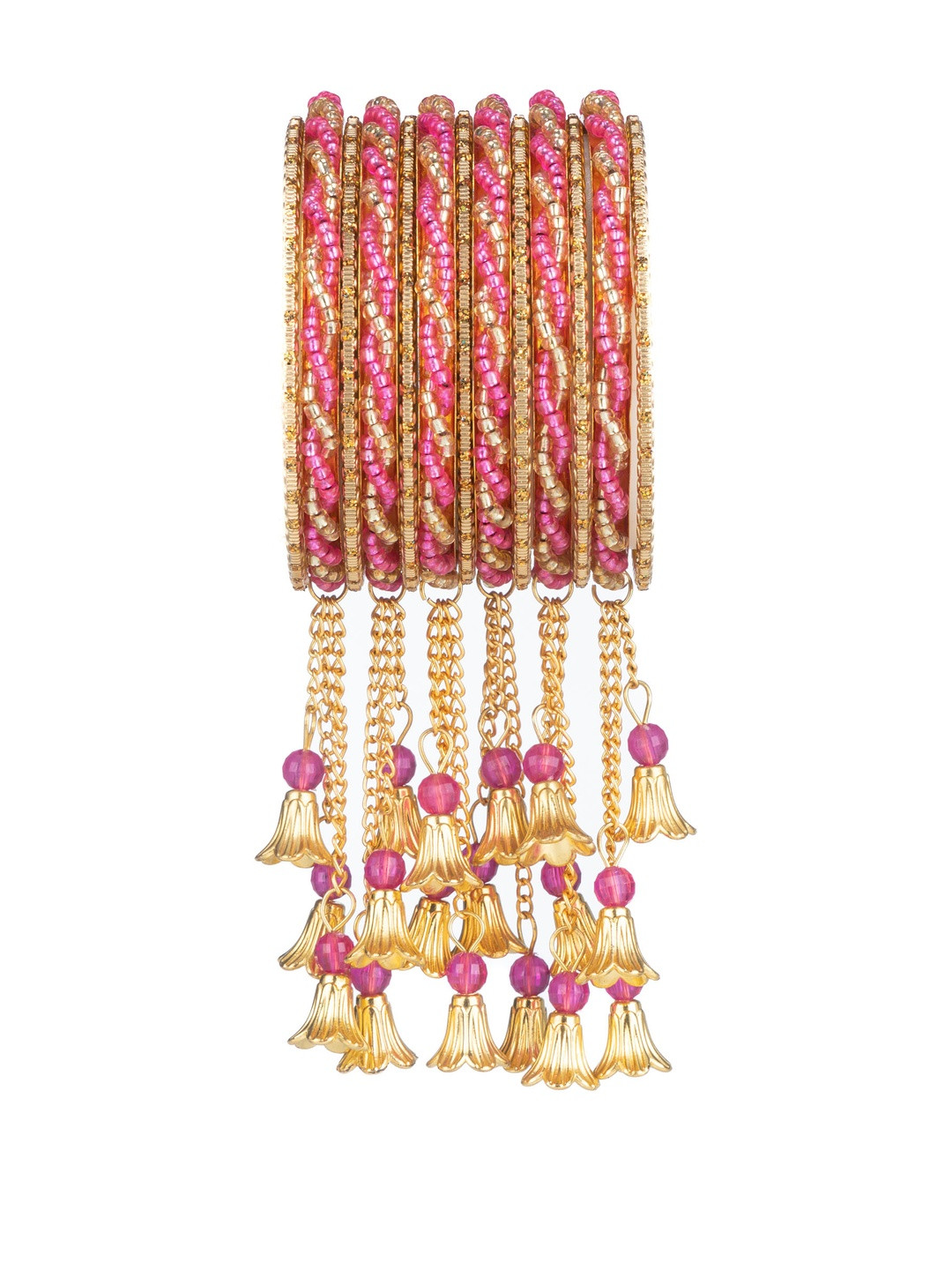 Mamon Creations Set Of 26 Gold-Plated & Purple Alloy Bangles