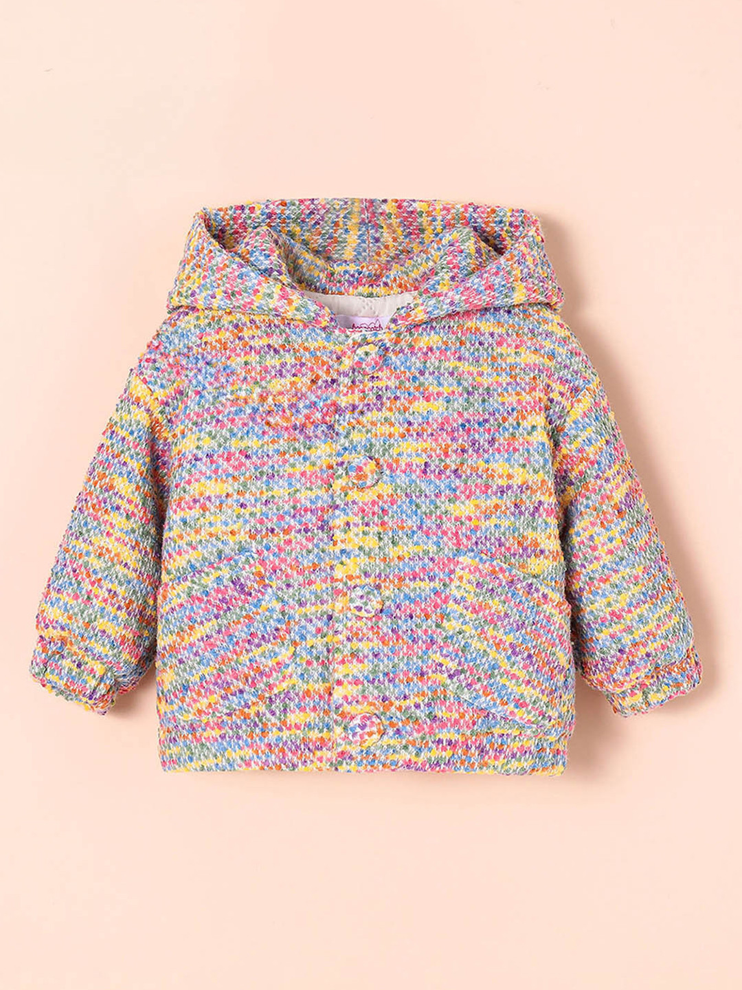 Hopscotch Girls Self Design Hooded Bomber Jacket
