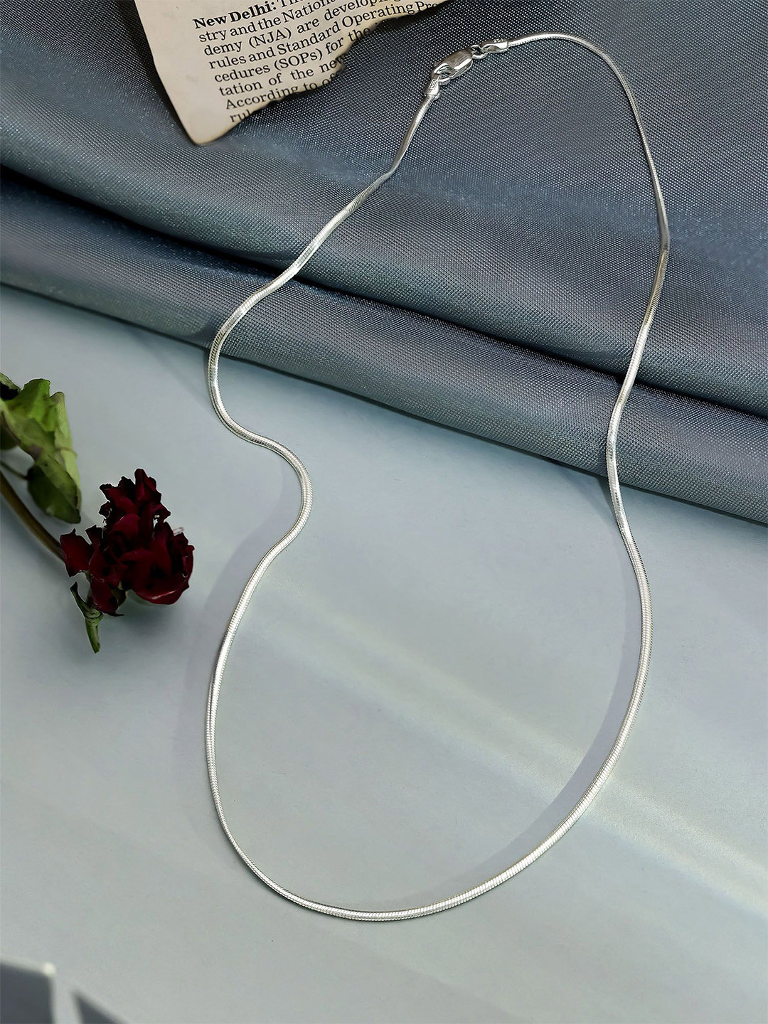 Tweov 925 Sterling Silver Rhodium-Plated Flat Snake Chain