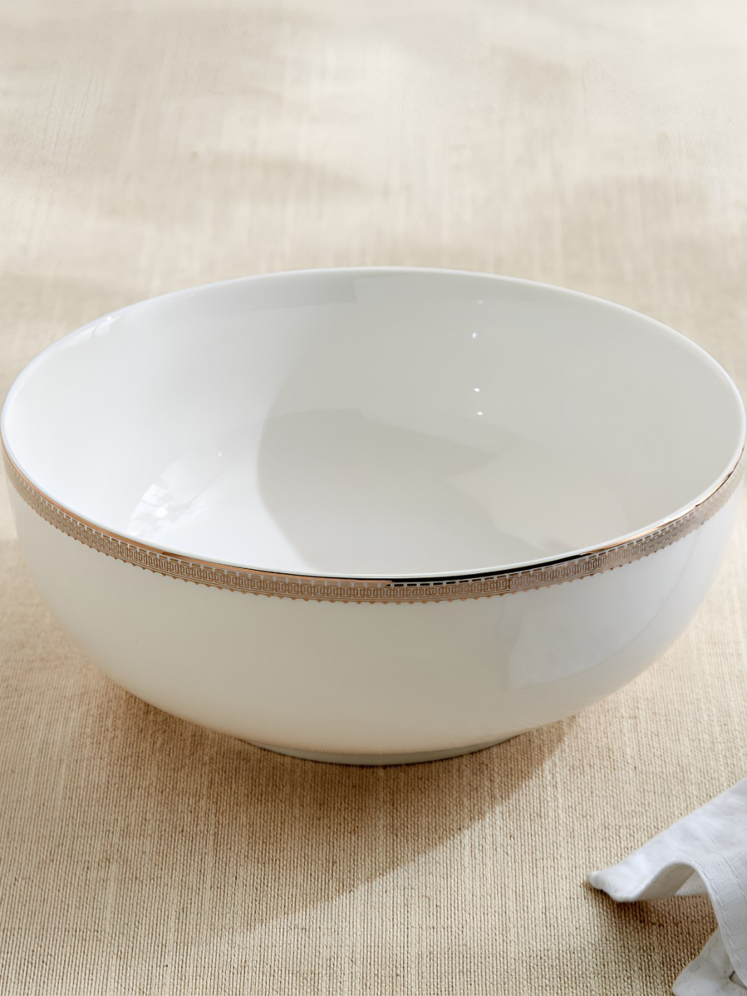 Home Centre White & Gold-toned Easy to Clean Serving Bowl 1500ml