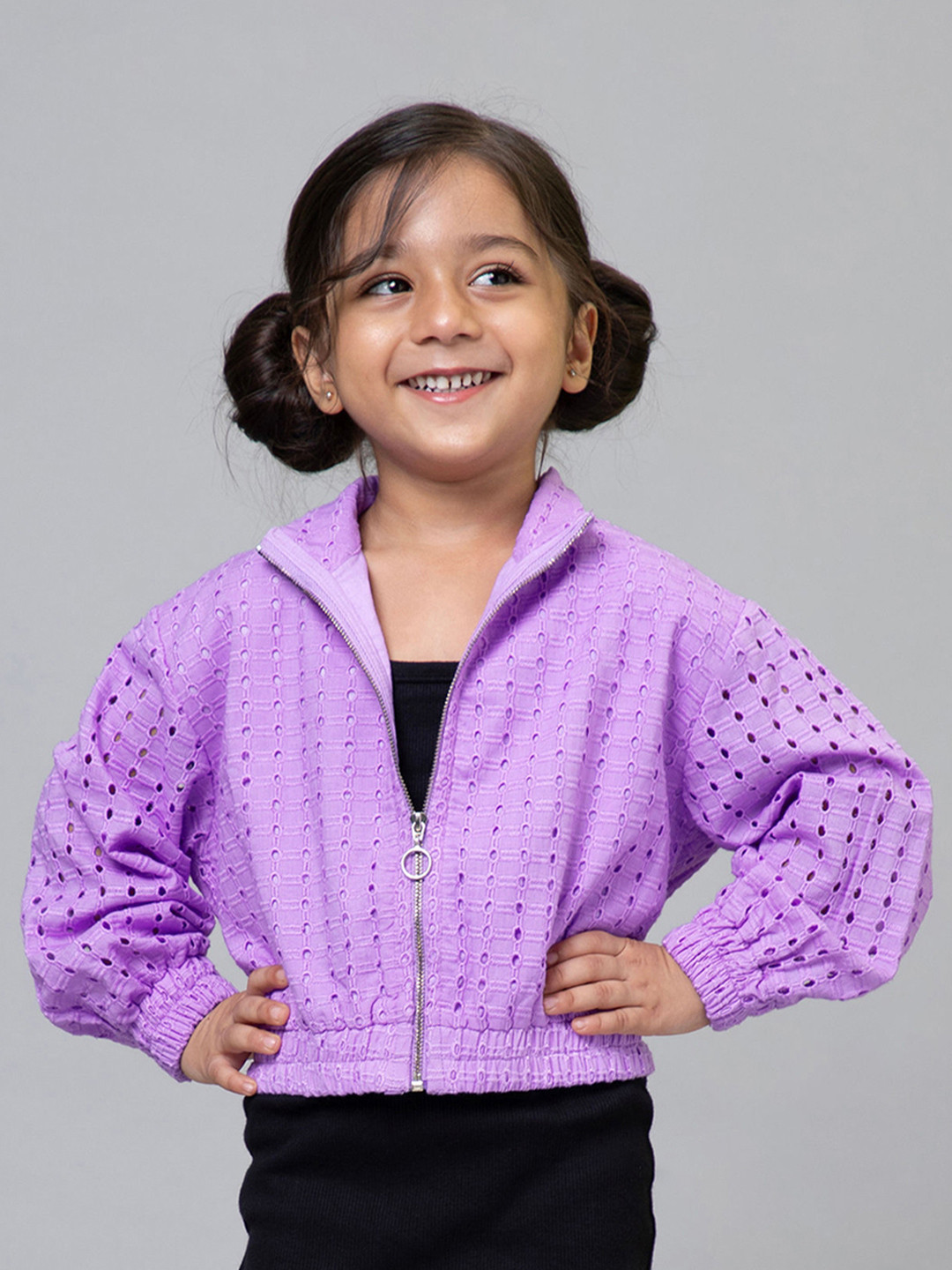Hopscotch Girls Lavender Cotton Printed Jackets