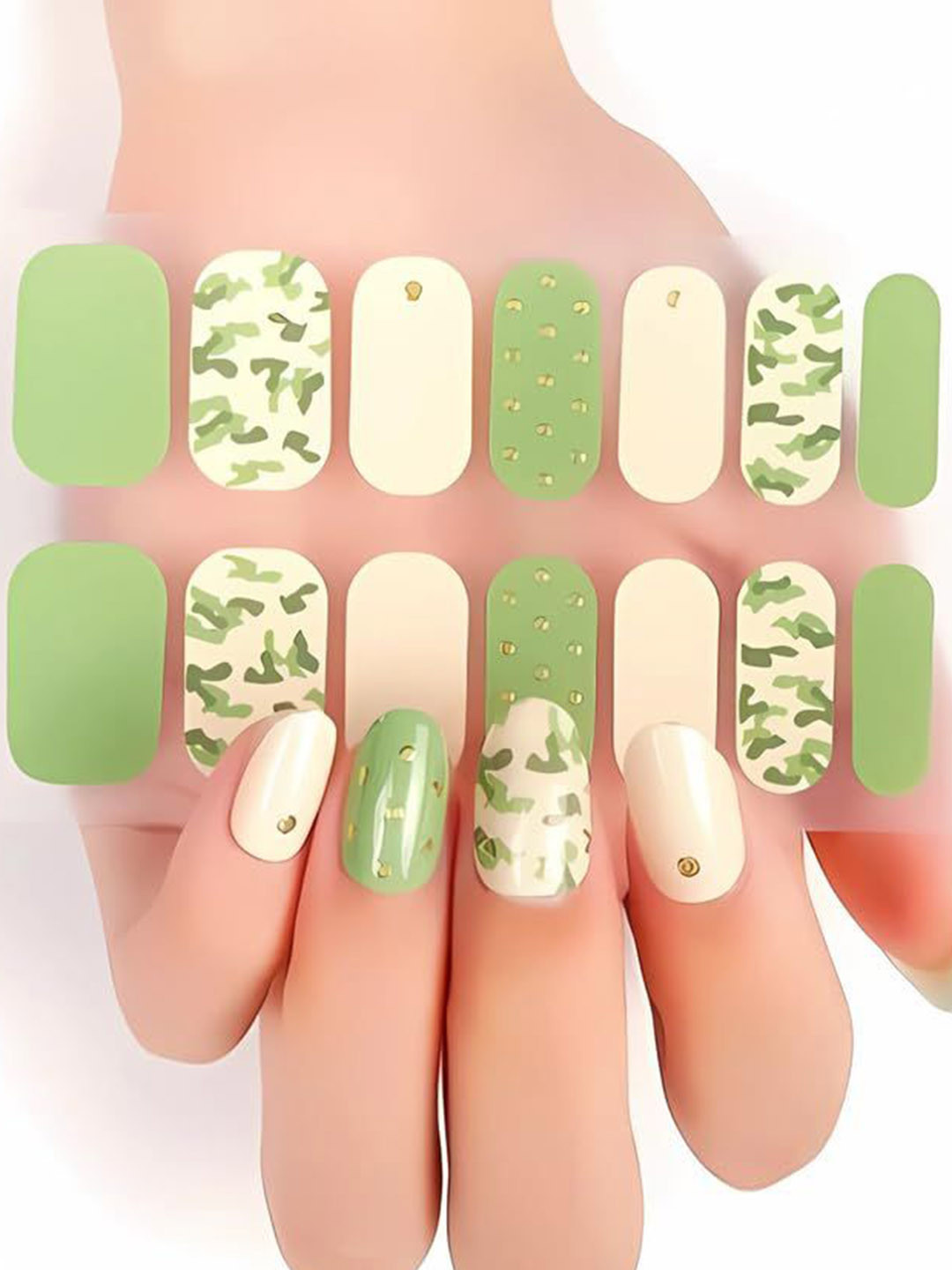 Hawtever Set Of 14 Long Lasting Quick Dry Nail Wraps - Camo Flash