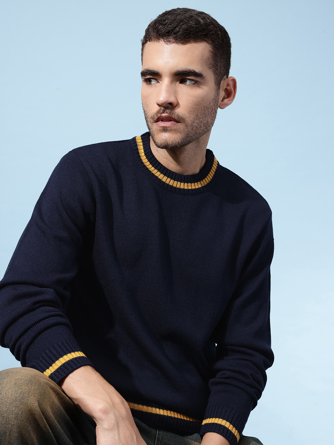 glitchez Contrasting Edges Acrylic Pullover