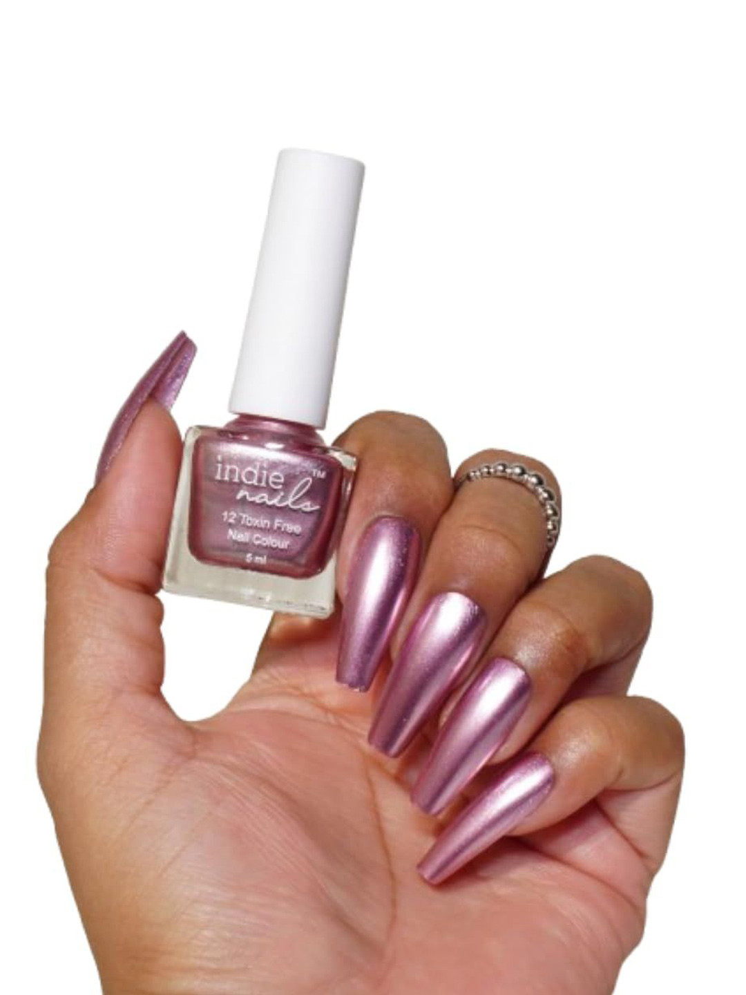 Indie Nails Women Misty Rose Rosegold Pink Metallic Finish Long Lasting Nail Polish